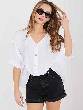 Short sleeve shirt Italy Moda  Women\'s shirt with a light and comfortable cut, perfect for everyday styling. Made of a pleasant to the touch fabric that is a combination 