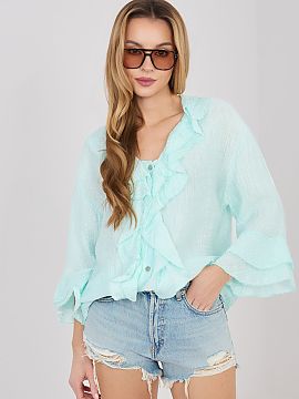 long sleeve shirt Italy Moda  Women\'s boho style shirt that will work great in both everyday outfits and at work. The model stands out with a varied texture of the mater