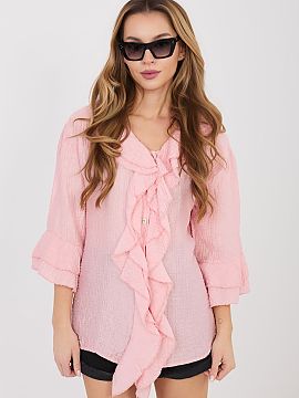 long sleeve shirt Italy Moda  Women\'s boho style shirt, which will work perfectly in both everyday outfits and at work. The model stands out with its varied fabric textu