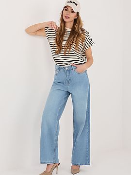 Jeans Sublevel  Stylish wide leg women\'s jeans are the perfect choice for women who value comfort and a fashionable look. The model, maintained in a casual
