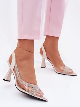 Heeled sandals Step in style  Women\'s sandals by Vinceza are an exceptionally impressive proposition for special occasions. The transparent upper embellished with numero
