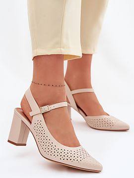Heeled sandals Step in style  Women\'s sandals made of eco leather are a stylish proposal for summer days, combining elegance with comfort. Openwork decorations give them
