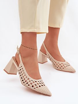 Heeled sandals Step in style  Woven women\'s sandals on a post are an elegant proposition created for special occasions. Their stylish appearance attracts attention, and 
