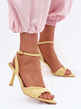 Heeled sandals Step in style  Women\'s sandals made of eco-leather are an elegant proposal for special occasions. Set on a slim heel, they beautifully emphasize the silho