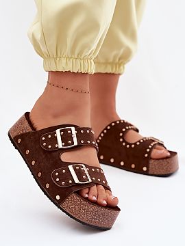 Platform sandals Step in style  Women\'s sandals made of eco-suede are a fashionable and comfortable option for warm days. The soft material gives them a stylish look, whil