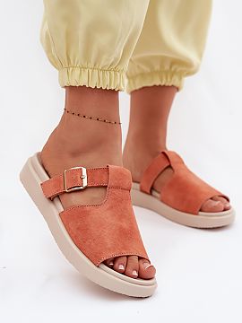 Platform sandals Step in style  Women\'s sandals made of natural suede are a stylish proposition for warm days. The soft, high-quality material gives them an elegant look, 
