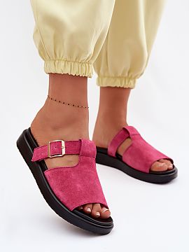 Platform sandals Step in style  Women\'s slippers made of natural suede are a stylish proposal for warm days. The soft, high-quality material gives them an elegant look, wh