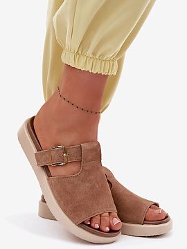 Platform sandals Step in style  Women\'s sandals made of natural suede are a stylish proposition for warm days. The soft, high-quality material gives them an elegant look, 