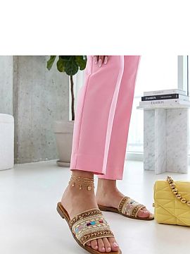Slippers Solea  Colorful sandals with decorative braiding are a proposal for women who like a combination of comfort with a trendy, summer style. Made of hi