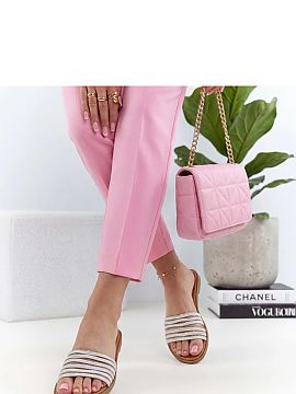 Slippers Solea  Stylish sandals decorated with zircons are a proposal for women who appreciate the combination of comfort with subtle shine. Made of high-qu