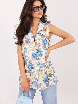 Vest Italy Moda  Women\'s vest in floral pattern is an elegant wardrobe piece that will work perfectly both for everyday wear, for work, as well as for more 