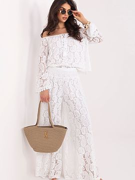 Lace pants Italy Moda  Elegant, lace palazzo trousers are a stylish proposition for women who appreciate elegance and comfort. Made of delicate lace on a lining, t