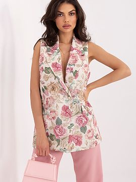 Vest Italy Moda  A women\'s vest in a floral pattern is an elegant wardrobe piece that will work perfectly for everyday wear, work, as well as for more forma