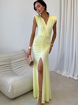 Long gown Roco Fashion  The elegant maxi dress with a fitted silhouette beautifully emphasizes the figure, and the gathering at the waist nicely accentuates its sha