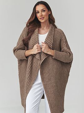 Cardigan Makadamia  This long women\'s sweater is a perfect choice for women who value comfort, style, and timeless design. The cardigan-style model stands out 