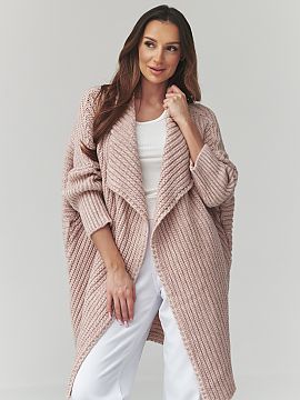 Cardigan Makadamia  This long women\'s sweater is a perfect choice for women who value comfort, style, and timeless design. The cardigan-style model stands out 