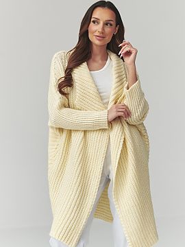 Cardigan Makadamia  This long women\'s sweater is a perfect choice for women who value comfort, style, and timeless design. The cardigan-style model stands out 