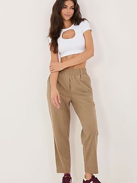 corduroy trousers Rue Paris  Corduroy paperbag pants are a stylish and comfortable everyday and workwear option. The high waist with elastic adds a beautiful touch to th