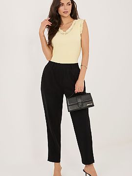 corduroy trousers Rue Paris  Corduroy paperbag pants are a stylish and comfortable option for everyday wear and work. The high waist with an elastic band beautifully acc