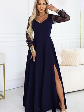 Long gown Numoco  This unique navy blue maxi dress from the Numoco brand is a combination of classic elegance and modern finishing that catches the eye from t