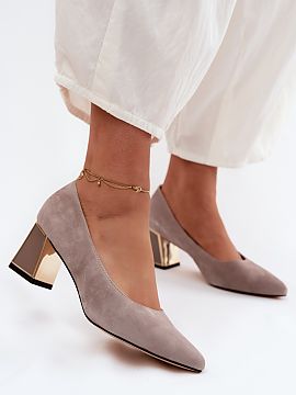 Block heel pumps Step in style  Yellow women\'s heels from the Vinceza brand are an elegant proposal created for special occasions. Made of natural suede, they look extreme