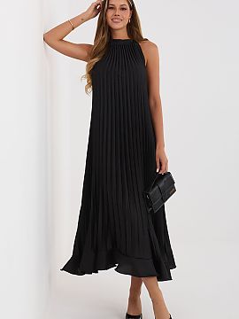 Formal dress Rue Paris  Pleated cocktail dress is an elegant proposal that will work perfectly for special occasions and parties. Its light, flowing midi length cut