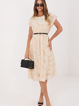Formal dress Rue Paris  Elegant dress with a flared cut, perfect for special occasions and parties. The midi length model beautifully emphasizes the silhouette, pro