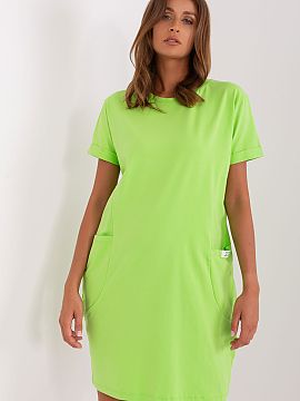 day dress Rue Paris  Comfortable sweatshirt dress with a simple cut, created for everyday wear on warm, summer days. Its minimalist, smooth design makes it versa