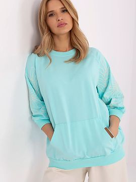 sweatshirt Rue Paris  Women\'s casual sweatshirt is a combination of comfort and subtle, feminine details. Made of soft and stretchy cotton blend with elastane, i