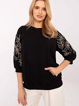 sweatshirt Rue Paris  Women\'s casual sweatshirt is a combination of comfort and subtle, feminine details. Made of soft and flexible cotton blend with elastane, i