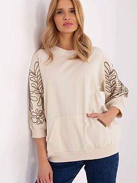 sweatshirt Rue Paris  Women\'s casual sweatshirt is a combination of comfort and subtle, feminine details. Made of soft and elastic cotton blend with elastane, it