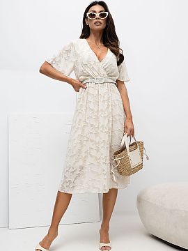 Formal dress Rue Paris  Cocktail dress with a flared cut is an elegant and extremely feminine proposition, perfect for formal occasions and work. Made of high-quali