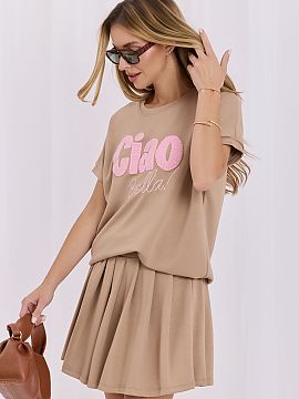 Set Relevance  Stylish women\'s set consisting of a blouse and a skirt with built-in shorts is an ideal proposal for everyday wear, combining comfort and a
