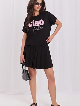 Set Relevance  Stylish women\'s set consisting of a blouse and a skirt with built-in shorts is an ideal proposition for everyday wear, combining comfort an