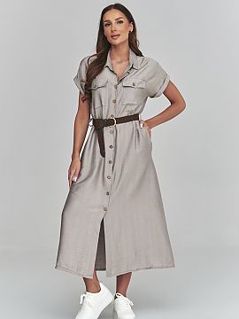 Daydress Makadamia  Bet on timeless elegance and comfort with a midi shirt dress with a belt, which will work perfectly in both everyday stylizations and during