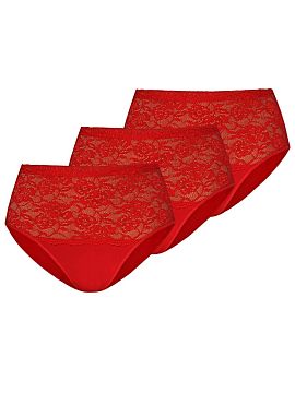 Set Teyli  Women\'s high-waisted panties in a set of three. A set of cotton panties decorated with beautiful floral lace on the sides. The panties are 