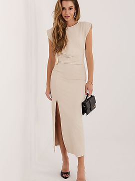Cocktail dress Rue Paris  An elegant pencil dress is the perfect choice for parties and formal occasions. The midi length model, sleeveless, with a classic round neck