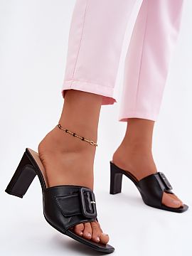 Heeled sandals Step in style  Women\'s sandals made of imitation leather from the Vinceza brand are an elegant proposition for warm days. The classic design makes the mod