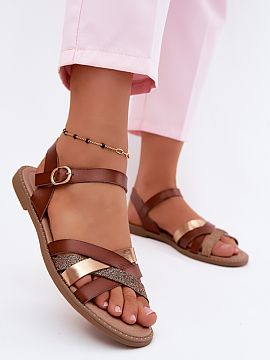 Sandals Step in style  Women\'s sandals made of eco leather are a comfortable and stylish option for warm days. The flat design ensures comfort during everyday use