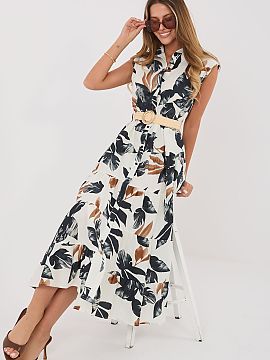 Daydress Italy Moda  Summer shirtdress, combining a shirt-style cut with a flared design, is a stylish and comfortable everyday option. Made of natural cotton, i