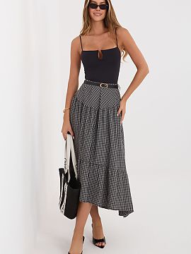 Skirt Italy Moda  Casual midi skirt in check is a comfortable and stylish proposal for everyday wear, perfect for casual, daily stylizations. Made of high-qua