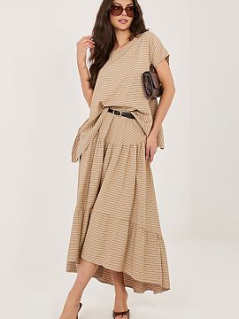 Skirt Italy Moda  The casual midi skirt in check is a comfortable and stylish proposition for everyday wear, perfect for relaxed, everyday styling. Made of hi