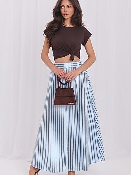 Skirt Italy Moda  An elegant midi skirt with a high waist is a perfect choice for both everyday wear and work. The model made of soft cotton with added elasta