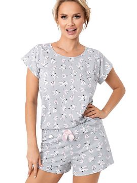 Pyjama Donna  The women\'s Bunny Short cotton pajamas in gray are a light and comfortable set created for warmer nights and relaxation in the comfort of y