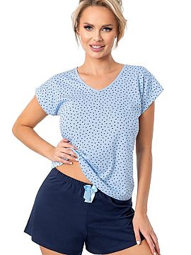 Pyjama Donna  The Star Short women\'s cotton pajamas with stars are a proposition for women who appreciate a combination of comfort and stylish appearance