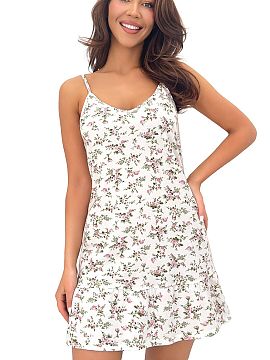 Nightshirt Donna  Cotton nightshirt Emilka in flowers is a light and comfortable proposition for women who appreciate natural materials and a subtle, girly st