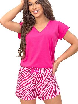 Pyjama Donna  Women\'s Zebra pajamas with short sleeves are a stylish combination of comfort, feminine cut, and fashionable, bold design. The intense shad