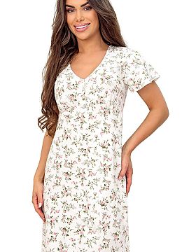 Nightshirt Donna  Cotton nightshirt Emilia in flowers is a comfortable and feminine proposal created with everyday relaxation in mind. Made of soft, pleasant 