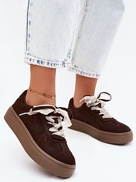 Platform sneakers Step in style  Women\'s sneakers from the Big Star brand are a fashionable and comfortable everyday option. Made of suede imitation, they look stylish and 