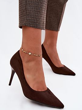 High heels Step in style  Stiletto heels made of suede imitation are a stylish proposition for women who value elegance and classic designs. The high heel beautifully